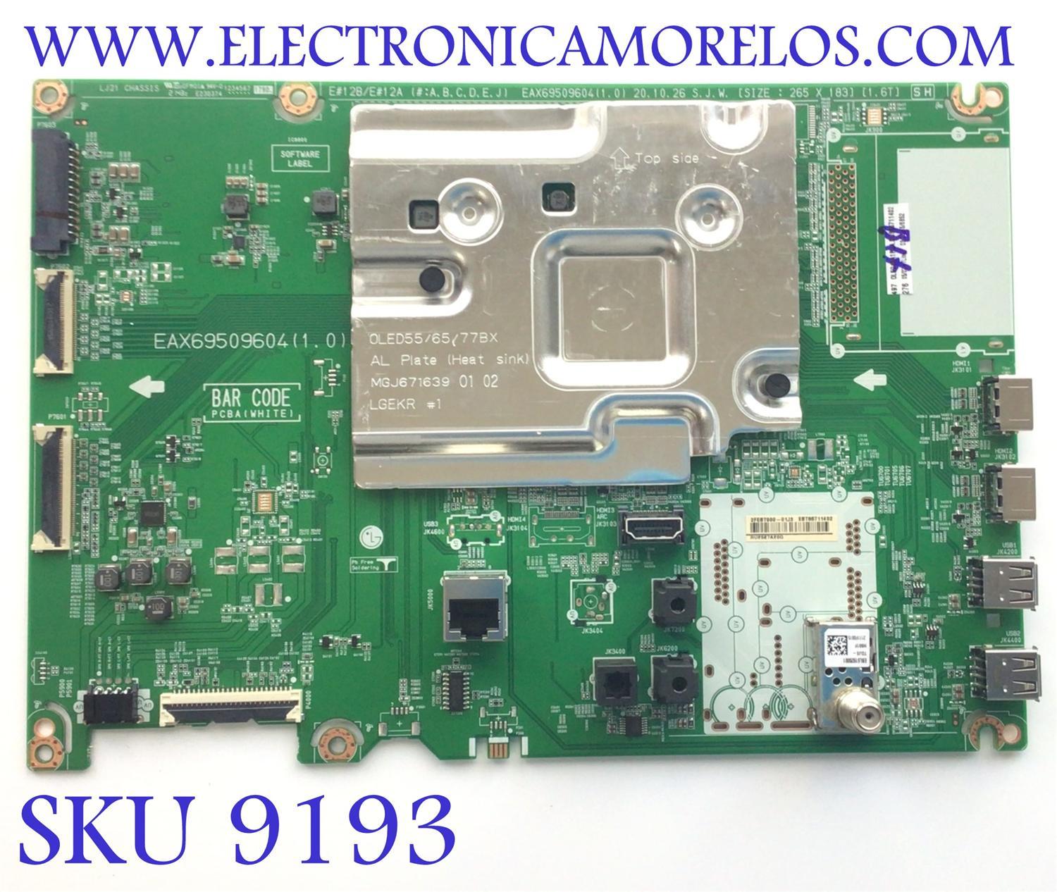 MAIN  PARA TV LG / NUMERO DE PARTE EBT66711402 / EAX69509604  / 2FEBT000-01J3 / NUMERO DE PANEL AC480AQY / MODELO OLED48A1PUA